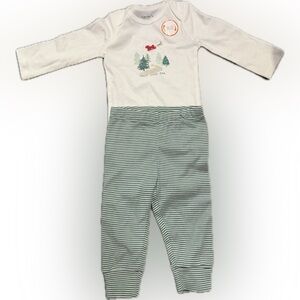 Carter's Green and White Striped Jumpsuit